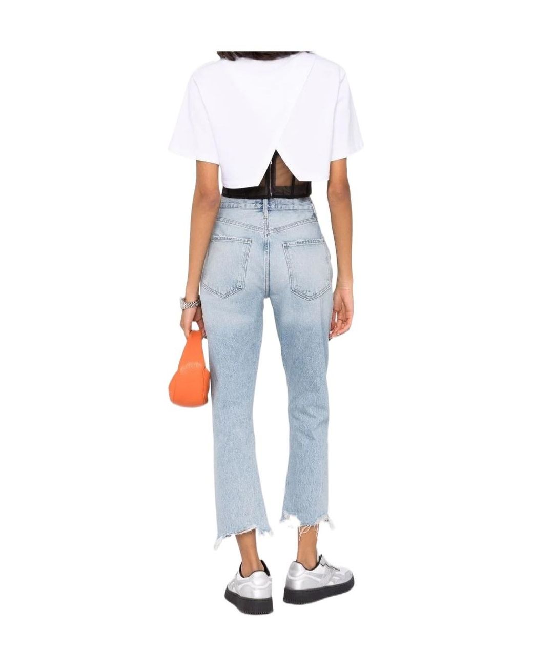 Agolde Blue Riley Cropped Jeans