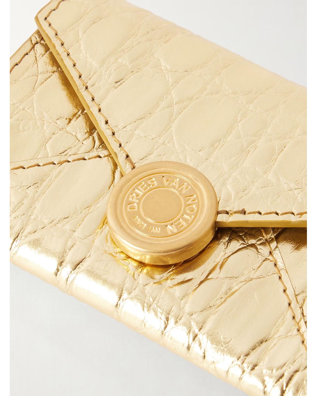 Dries Van Noten Natural Crocodile-Patterned Leather Wallet