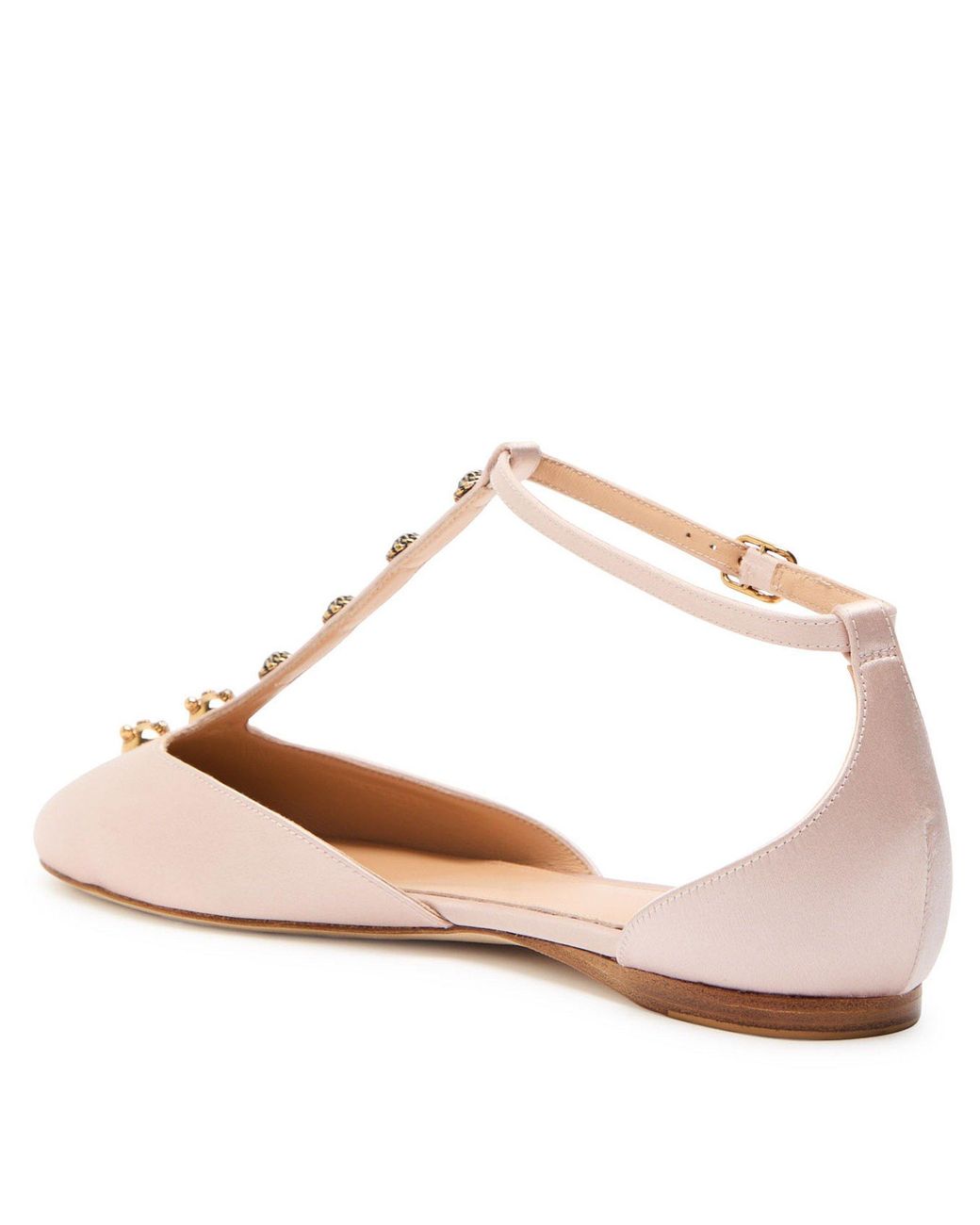 Chloé Pink Satin Ballet Flats Crystal Embellishments