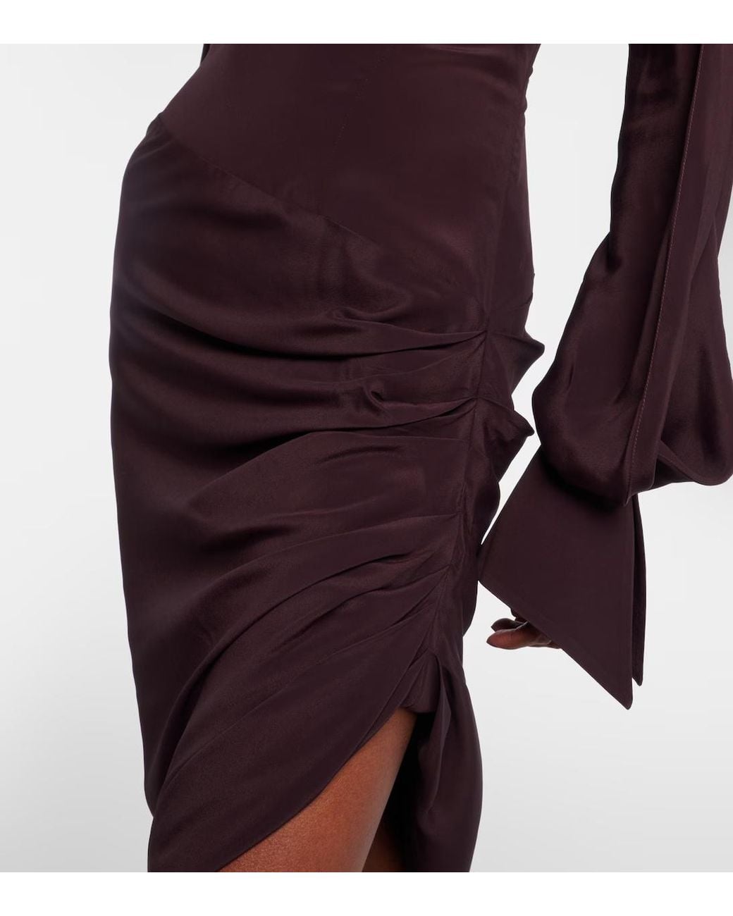 Mugler Purple Asymmetric Mini Dress With Drapes