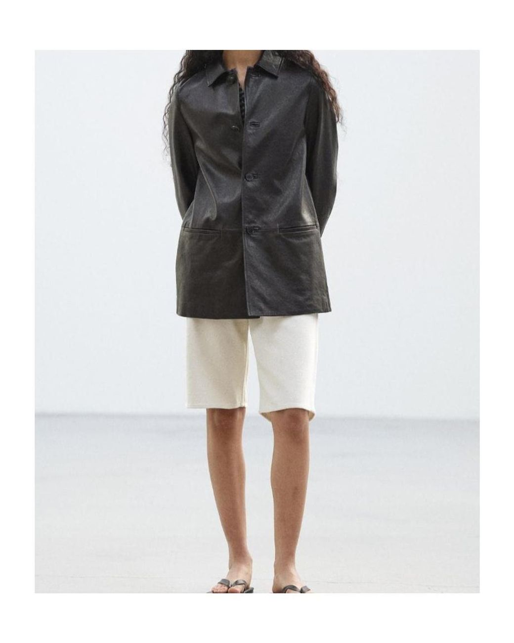 Auralee Black Textured Leather Blouson
