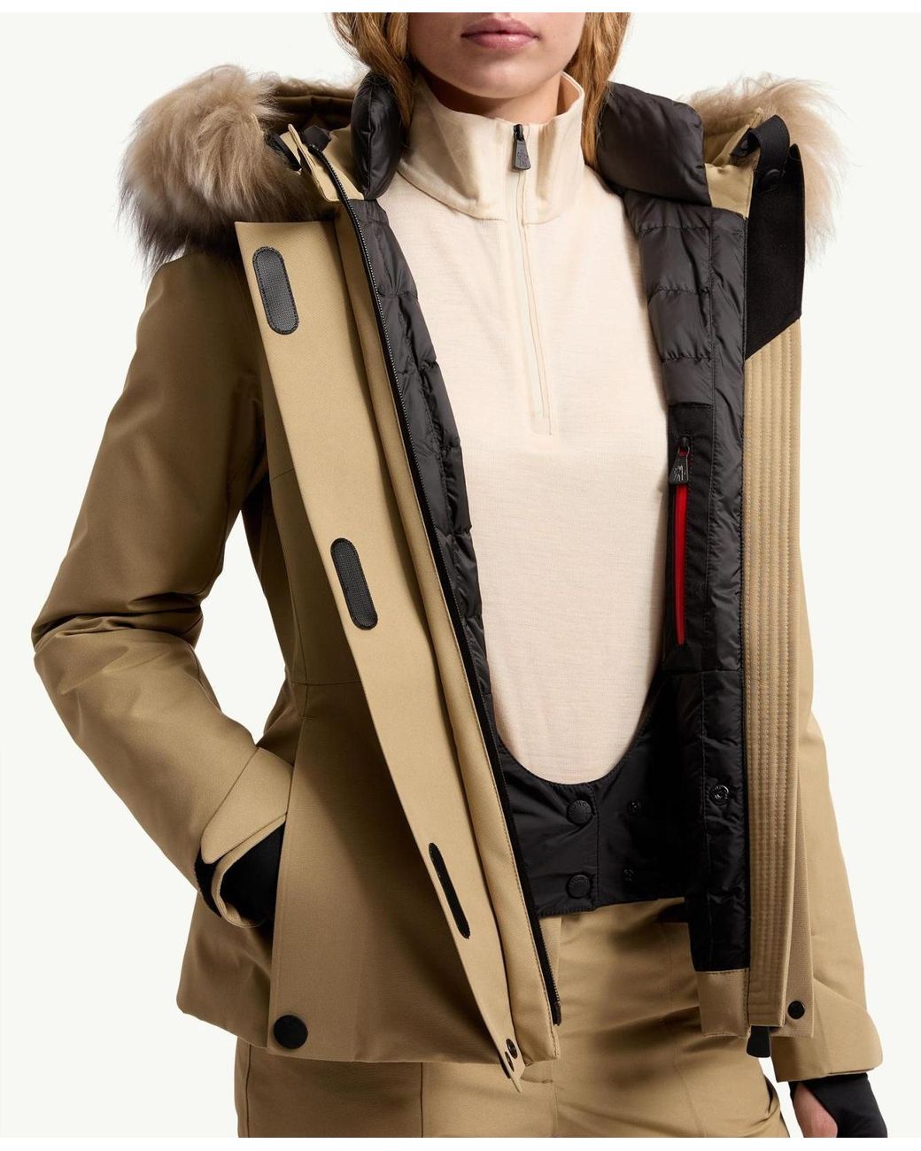 Moncler Natural Laplance Gore-Tex Shearling-Trimmed Hooded Insulated Ski Jacket