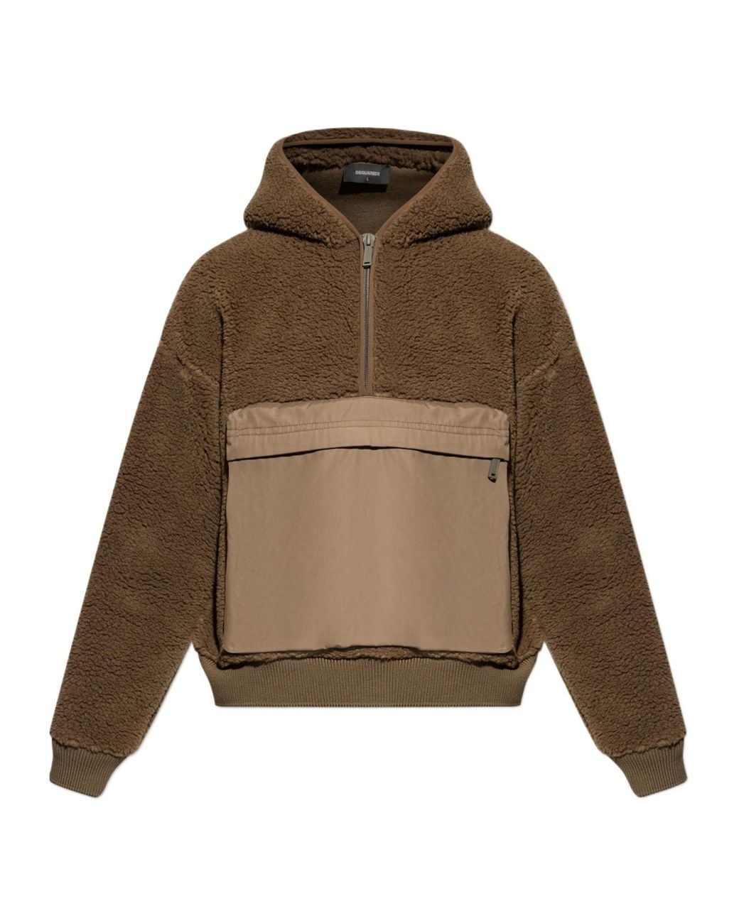 DSquared² Natural Half-Zip Fleece Hoodie for men