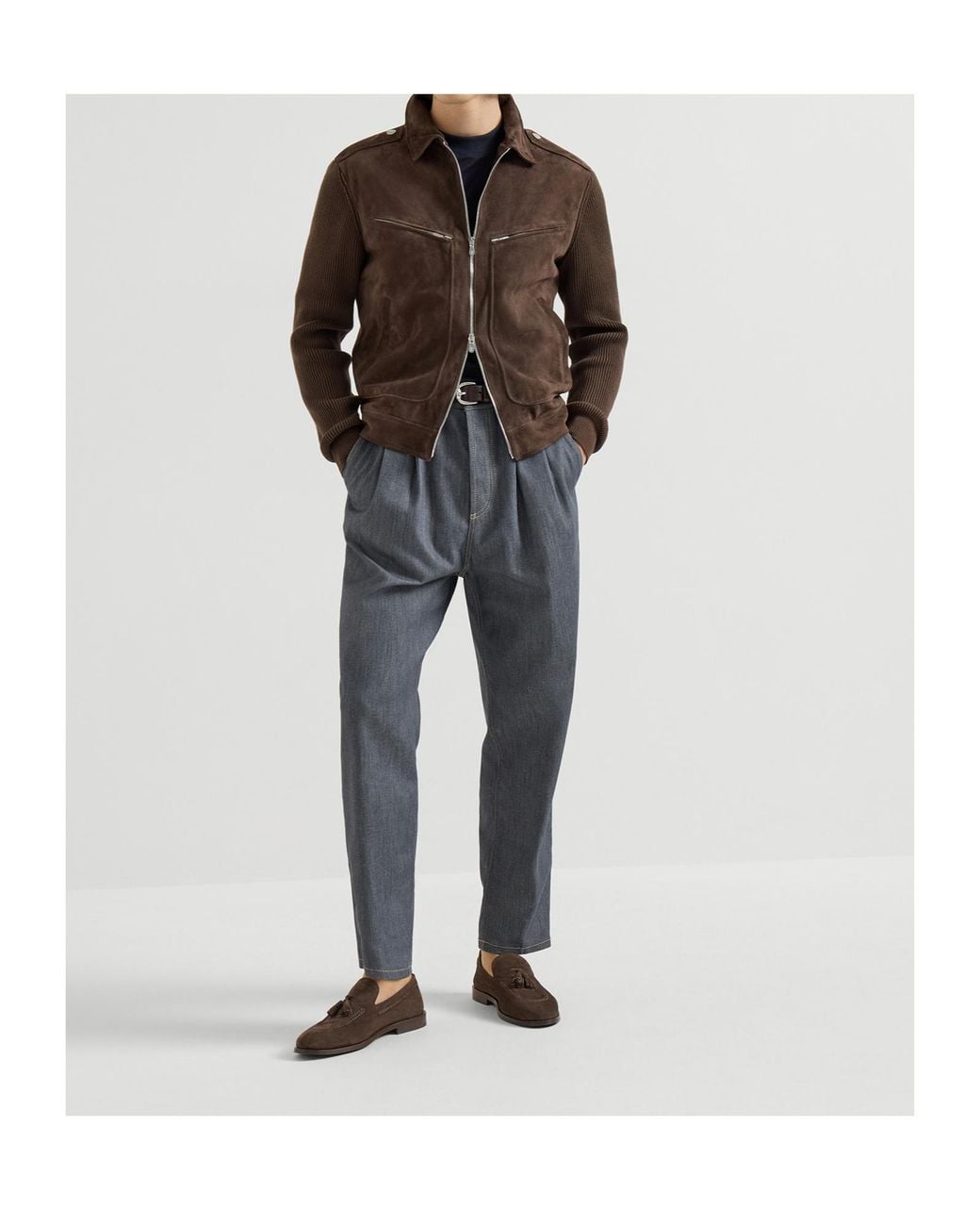 Brunello Cucinelli Brown Suede Jacket for men