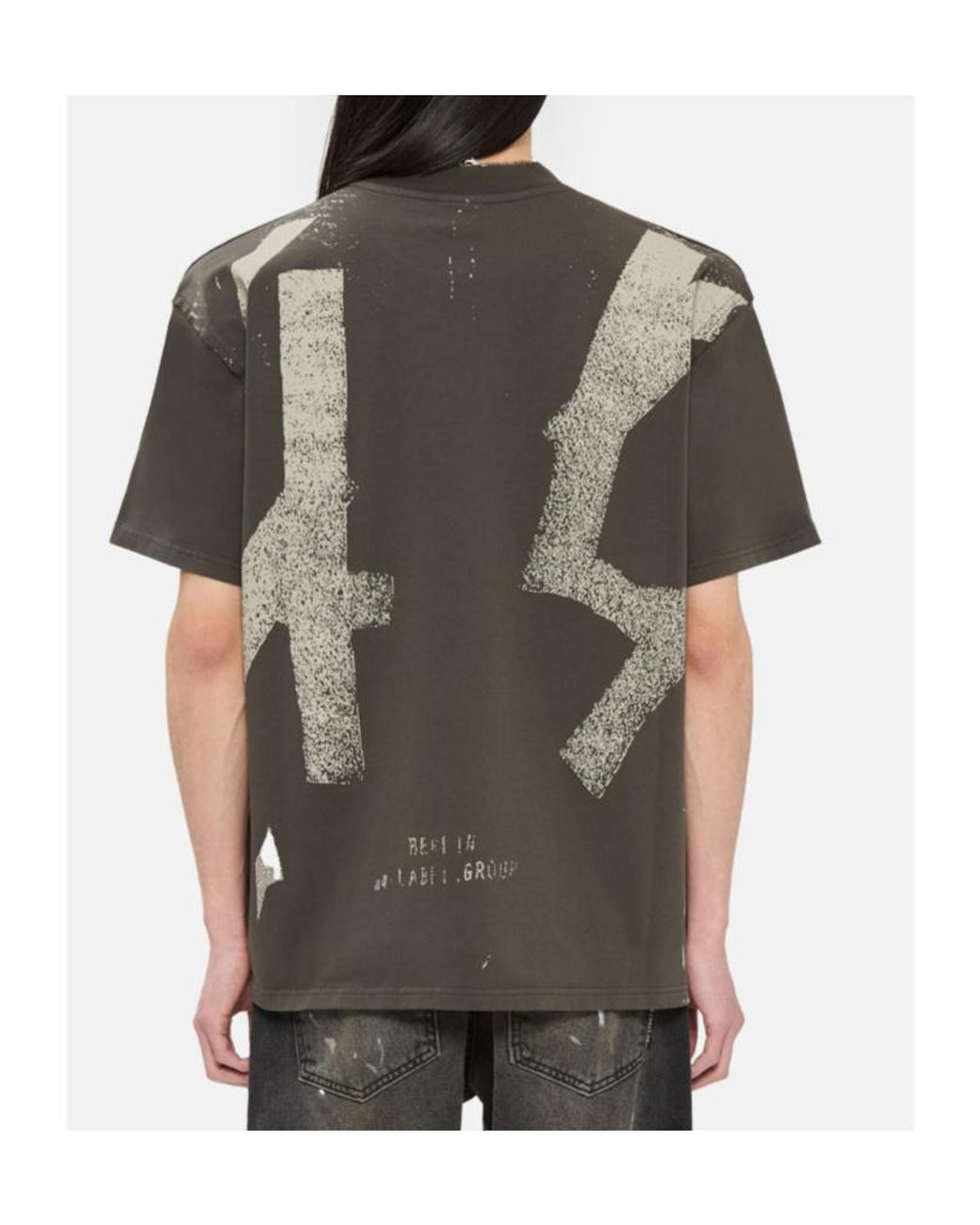 44 Label Group Gray Oversized Logo Print T-Shirt for men