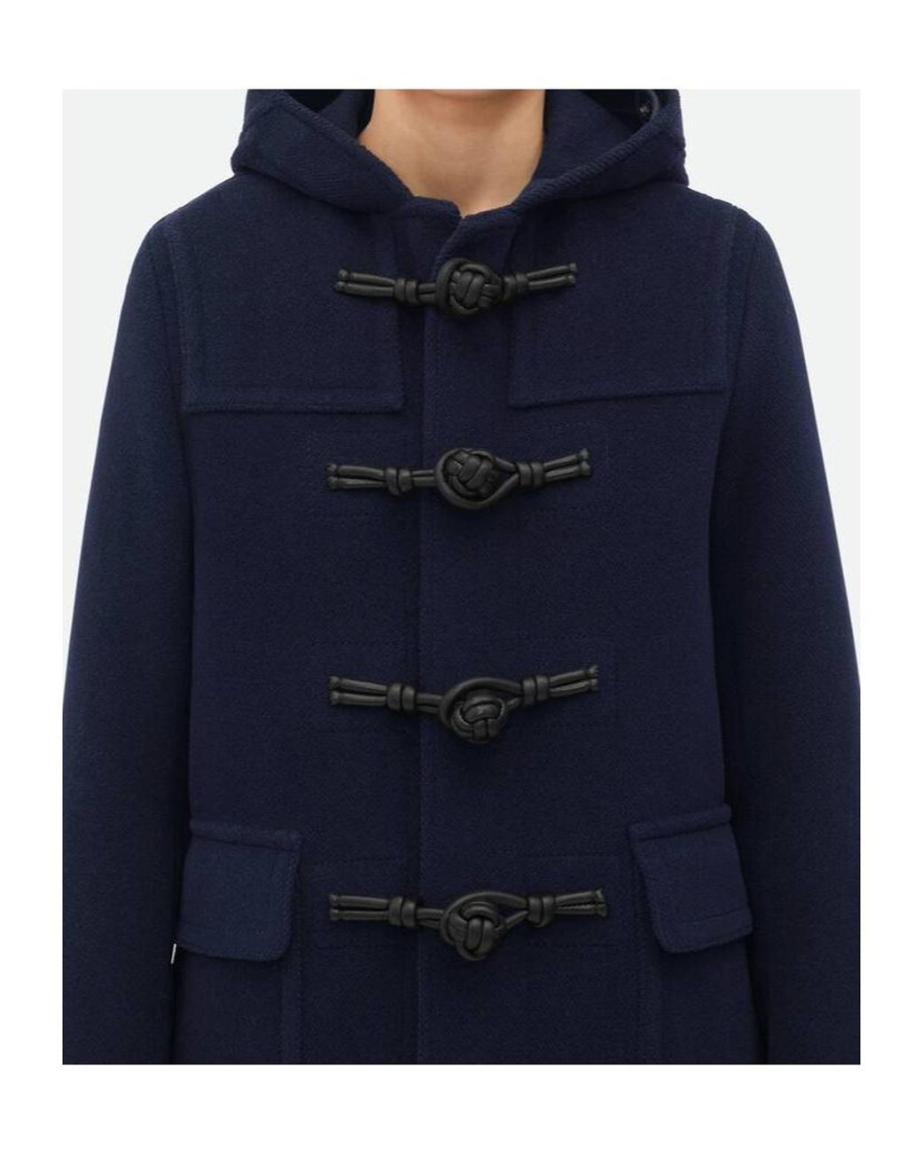 Bottega Veneta Blue Hooded Duffle Coat