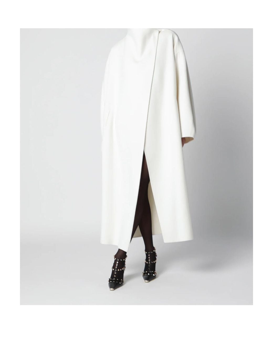 Frankie Shop White Leroy Wool Blend High-Neck Coat