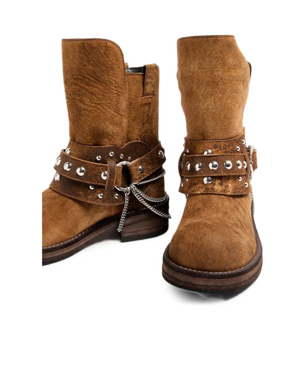 Ann Demeulemeester Brown Boa Short Riding Boots With Spurs for men