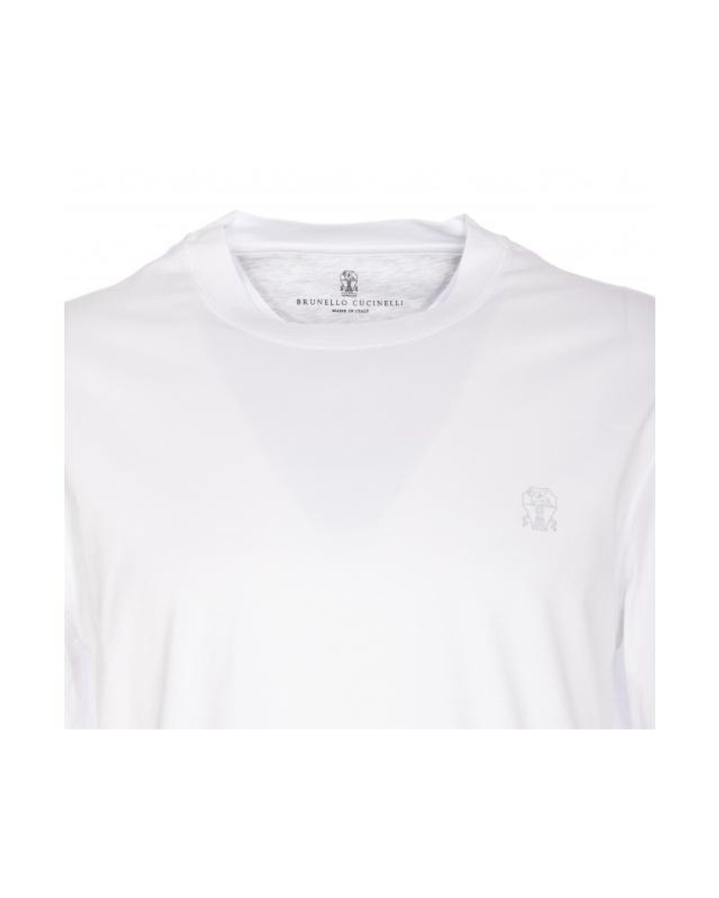 Brunello Cucinelli White Logo Printed Crewneck T-Shirt for men