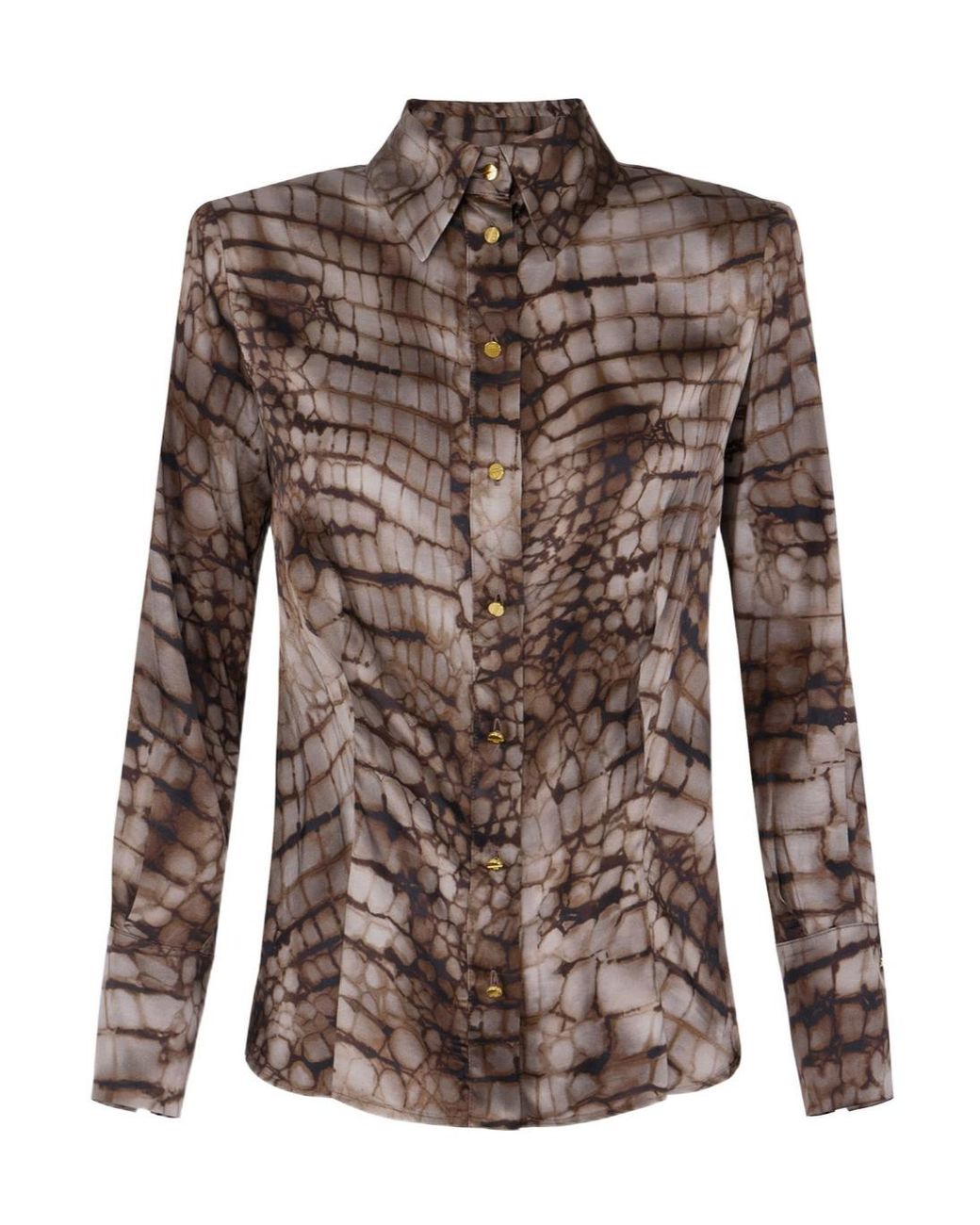 Elisabetta Franchi Brown Printed Satin Shirt