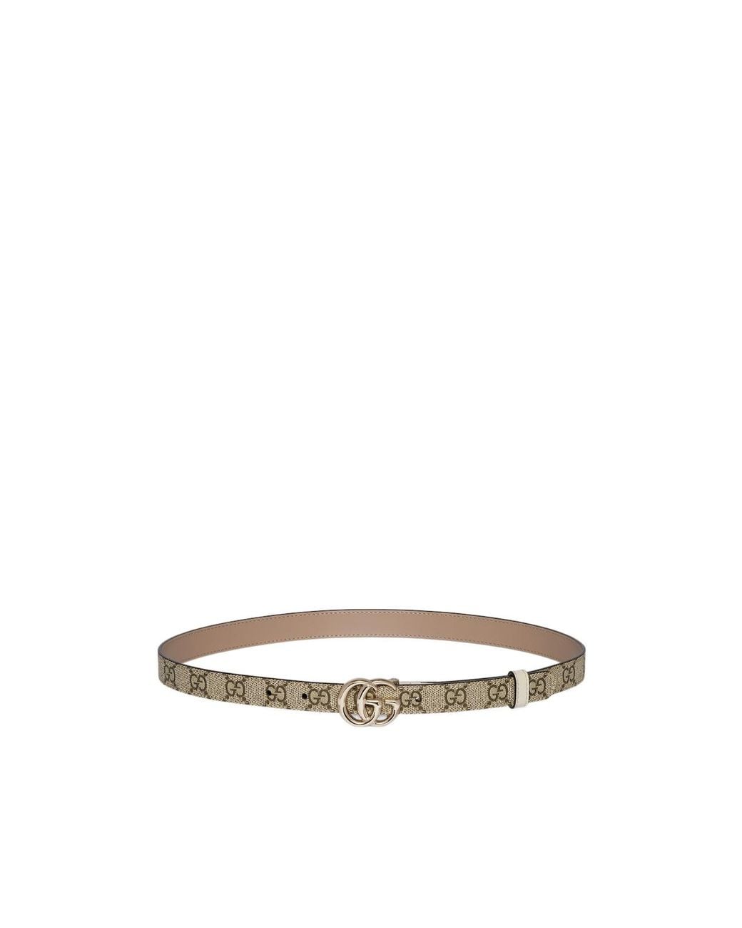 Gucci White Gg Marmont Reversible Thin Belt