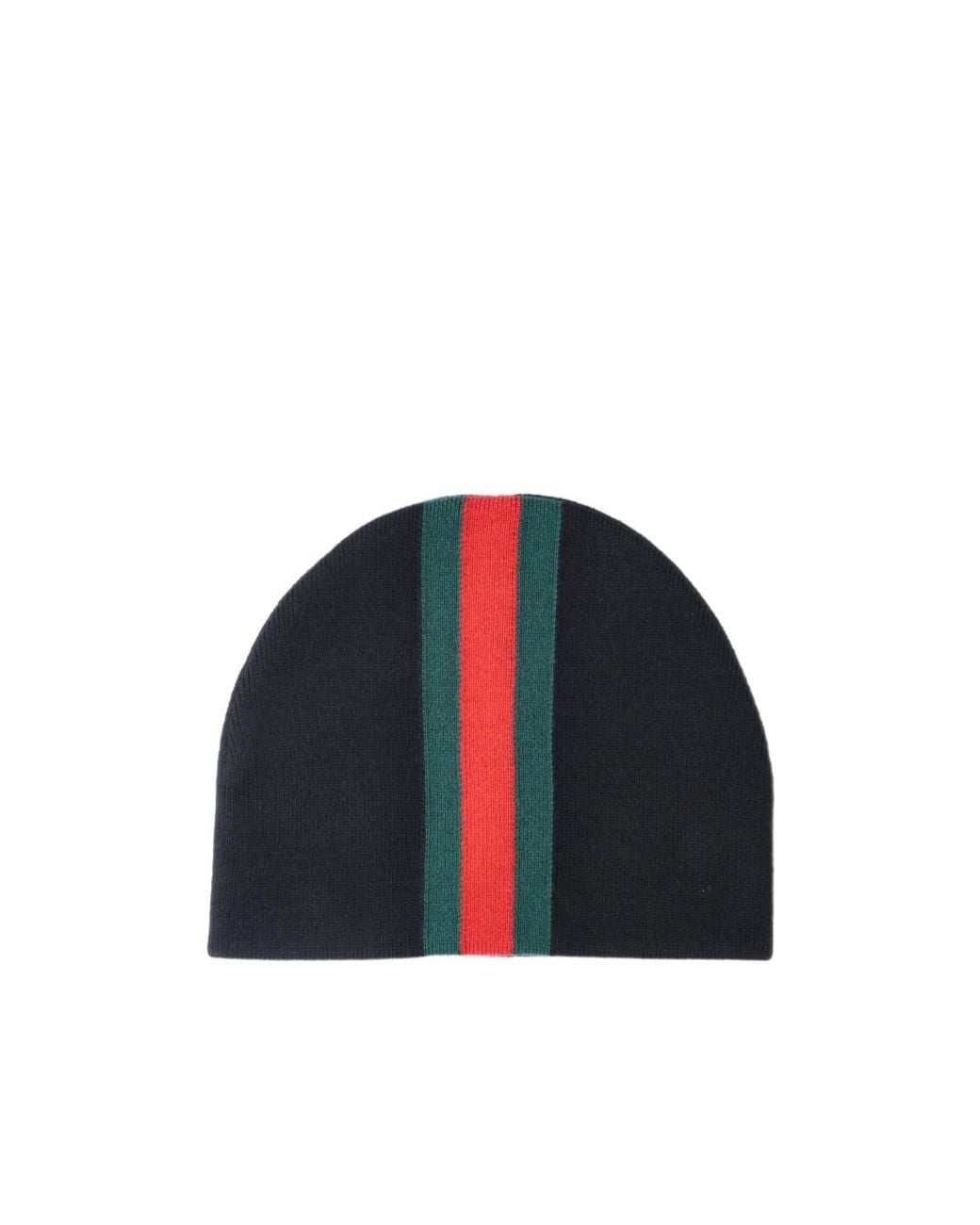 Gucci Blue Web Striped Beanie for men