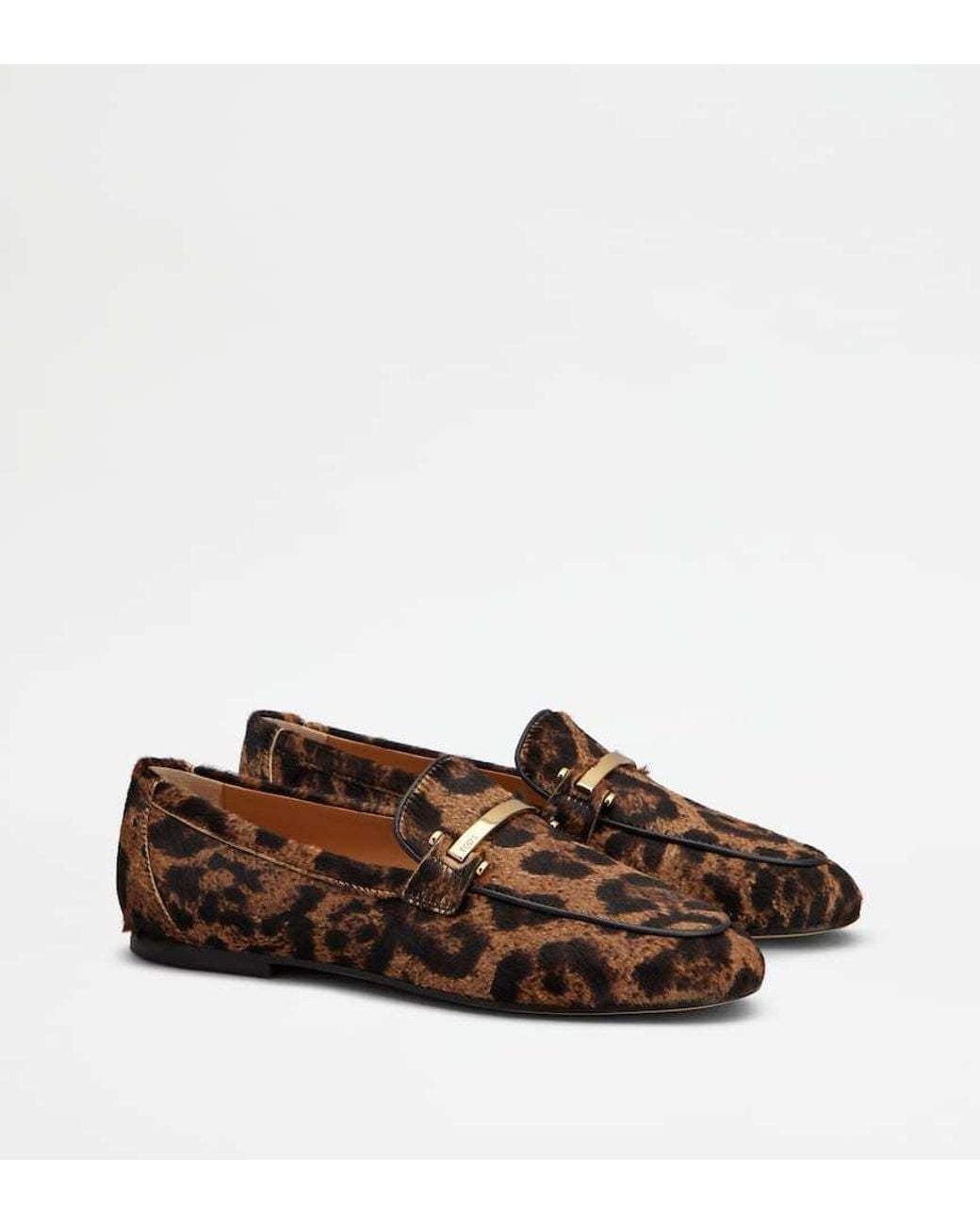 Tod's Brown Pony Effect Printed Loafers