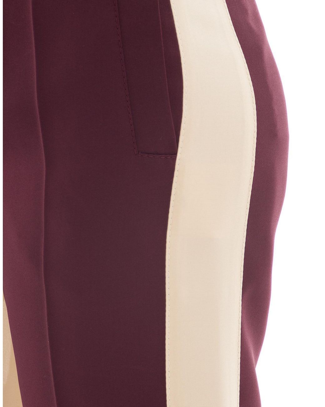 Valentino Red Colour Block Silk Blend Trousers