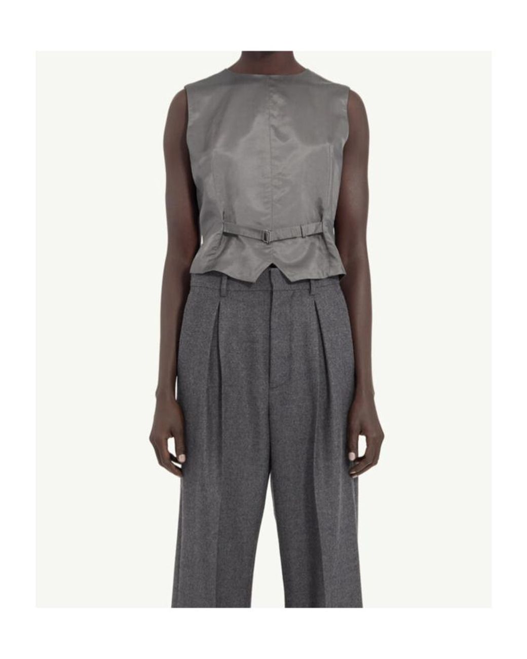 MM6 by Maison Margiela Gray Satin Strapped Waistcoat