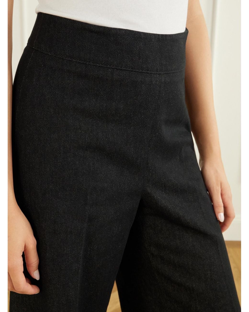 Carolina Herrera Black Diana High-Rise Wide-Leg Jeans