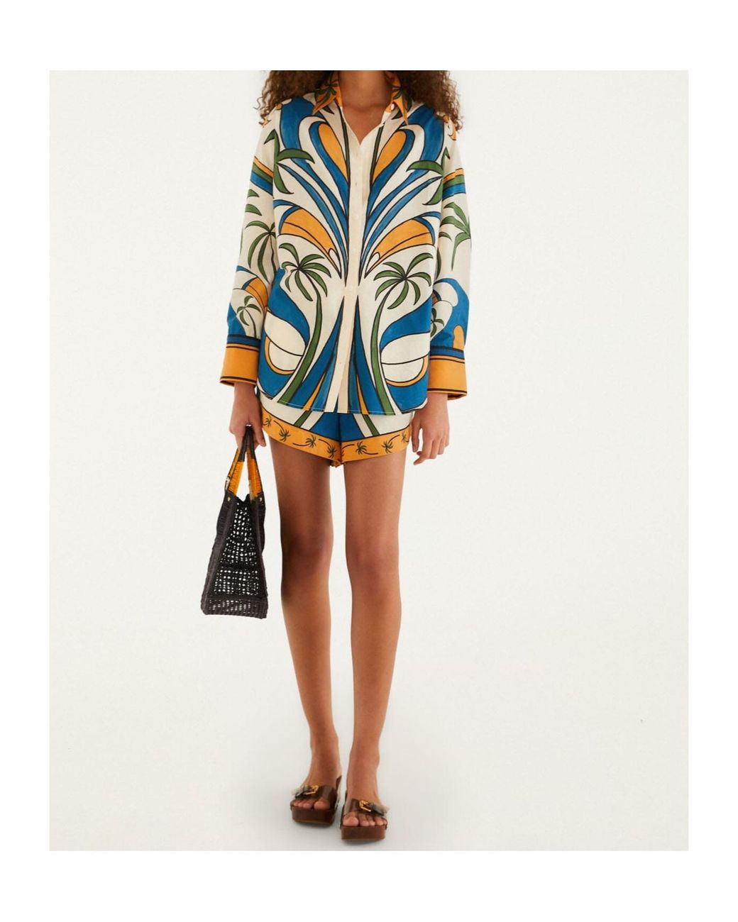 Farm Rio Multicolor Tropical Graphic Drawstring Pockets Shorts