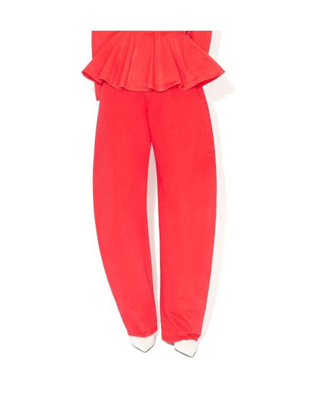 Alaïa Red Alaïa High-Rise Wide-Leg Pants