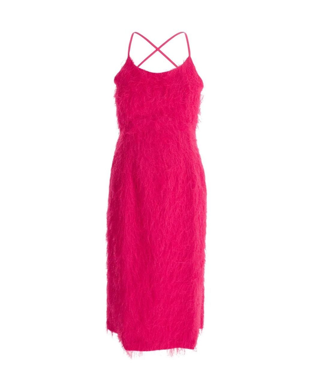 Twinset Pink Frayed Midi Dress