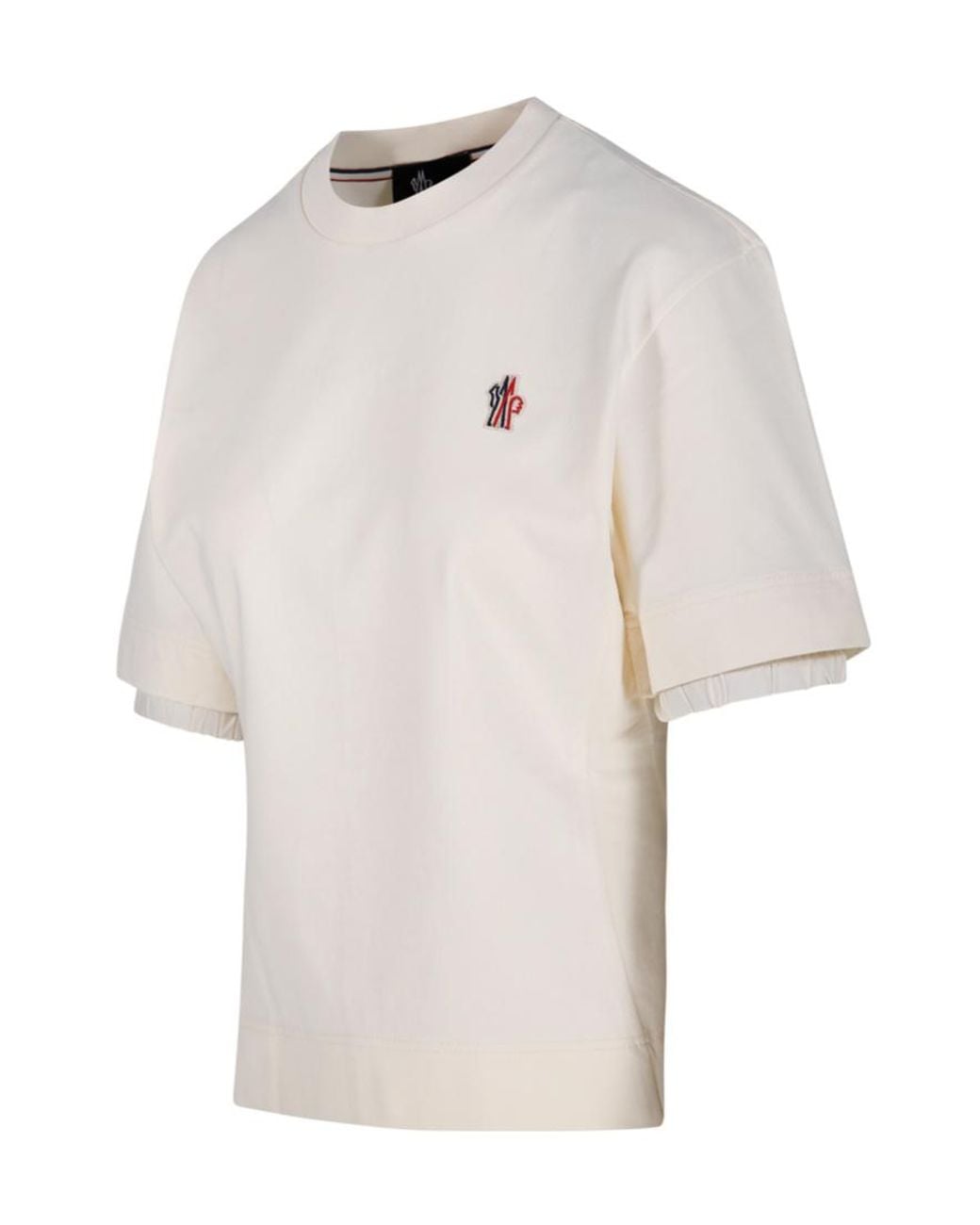Moncler White Grenoble Logo Patch Crewneck T-Shirt