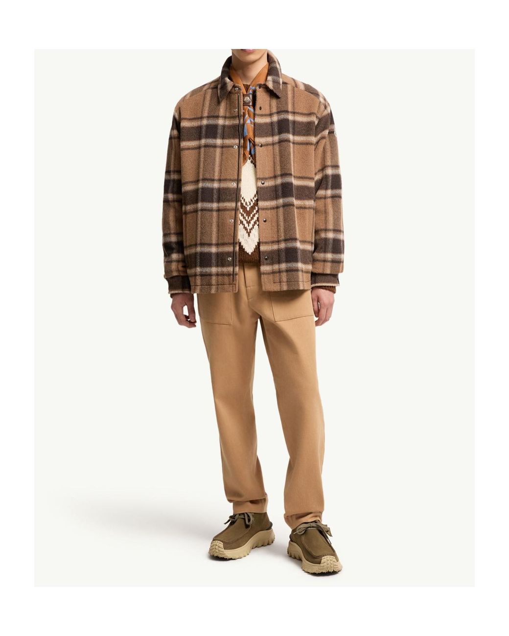 Moncler Brown Check Wool Shirt Jacket for men