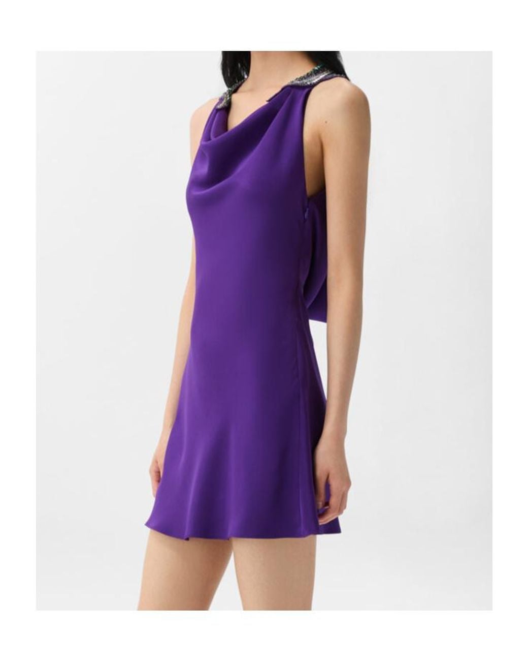 Versace Purple Embroidered Silk Mini Dress