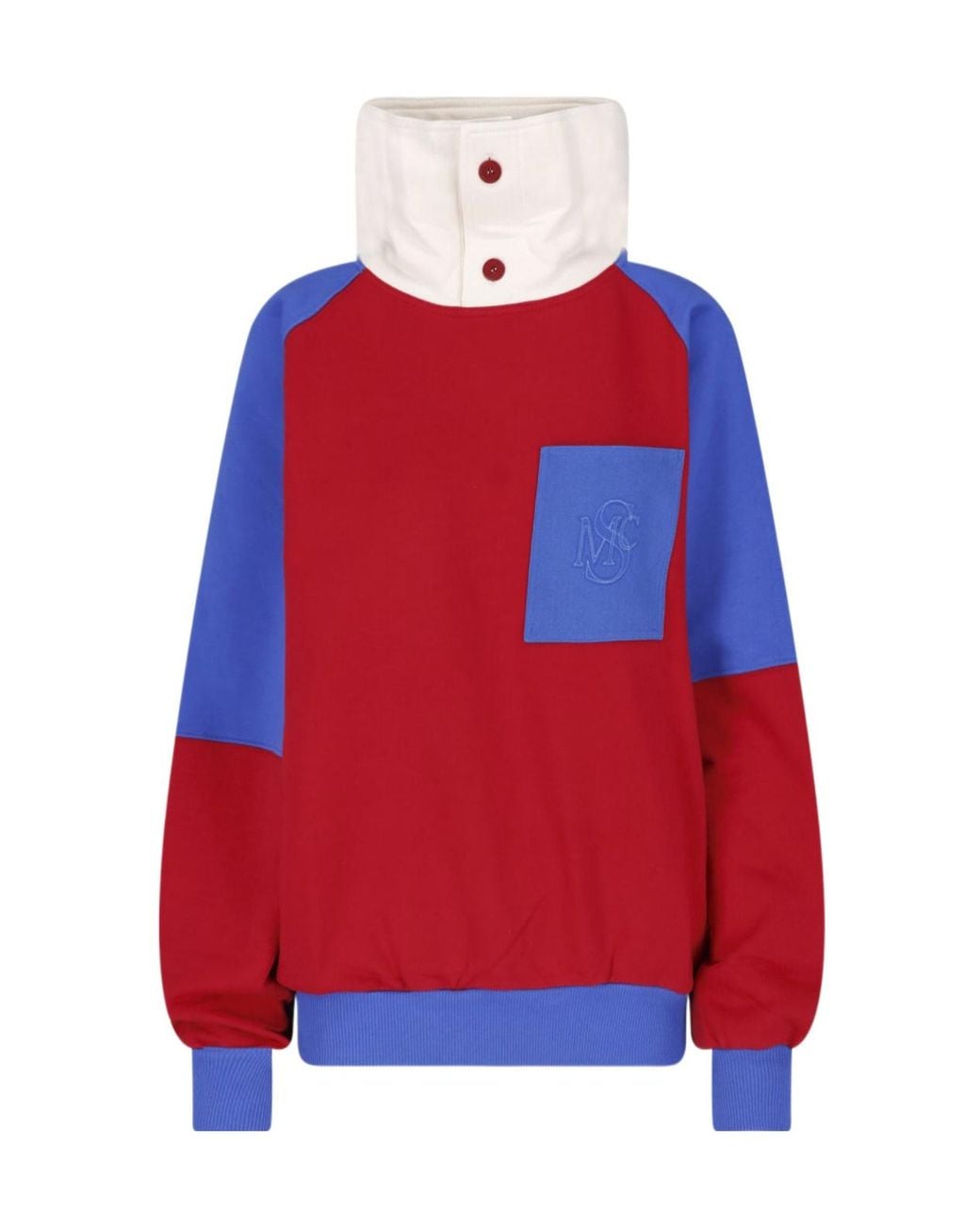 Stella McCartney Red Smc Crest Panel High-Neck Sweatshirt