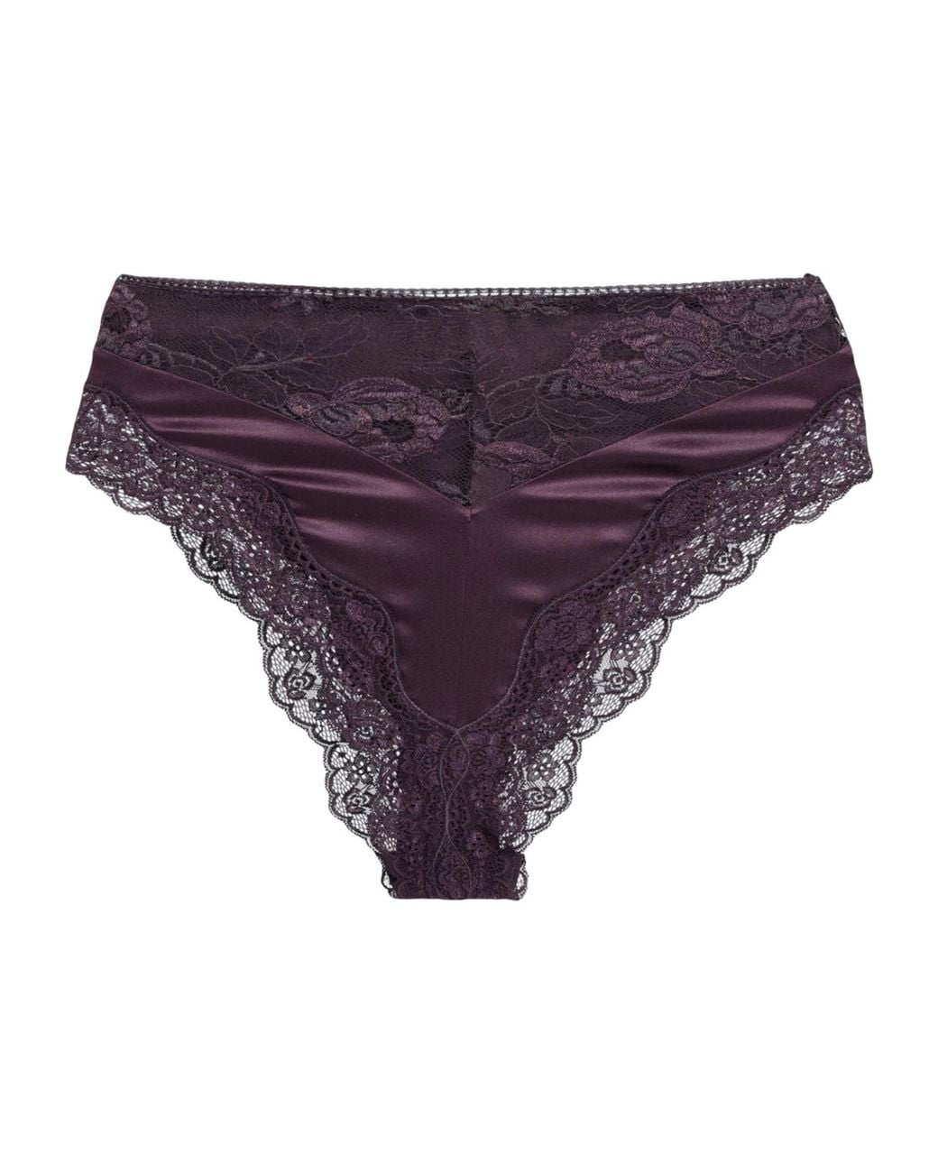 Saint Laurent Purple Lace Satin Underwear