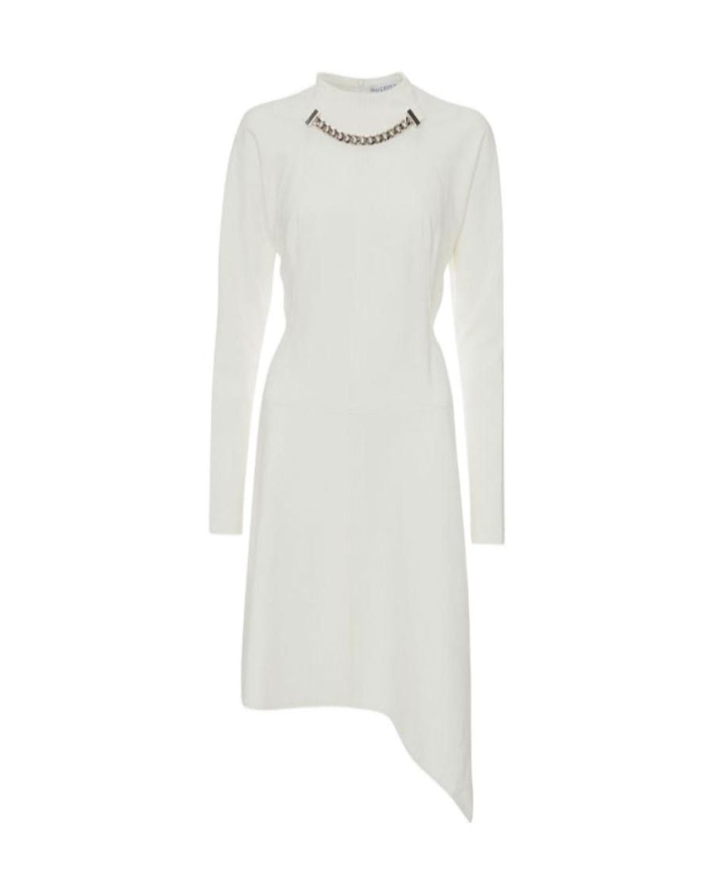 J.W. Anderson White Chain-Neck Asymmetric-Hem Dress