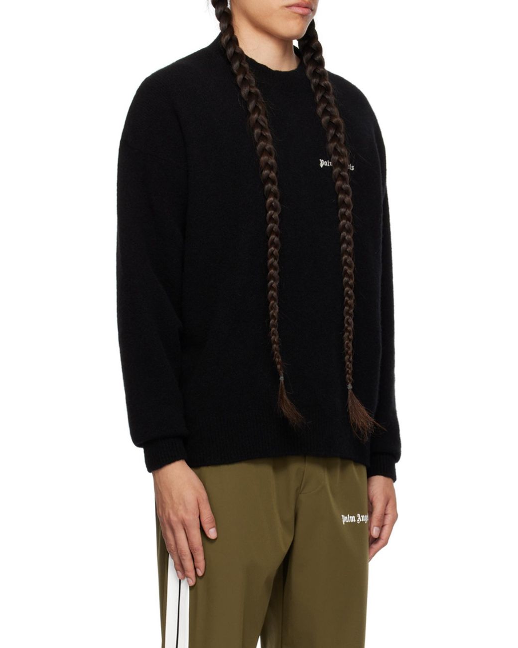 Palm Angels Black Logo Embroidered Knitted Jumper for men