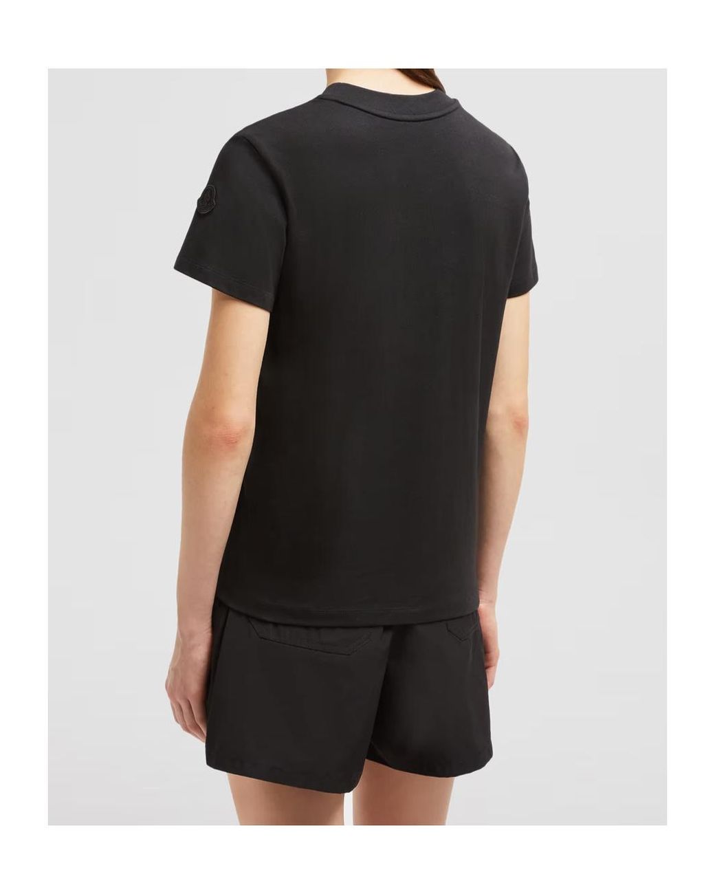 Moncler Black Crystal Flowers Cotton T-Shirt