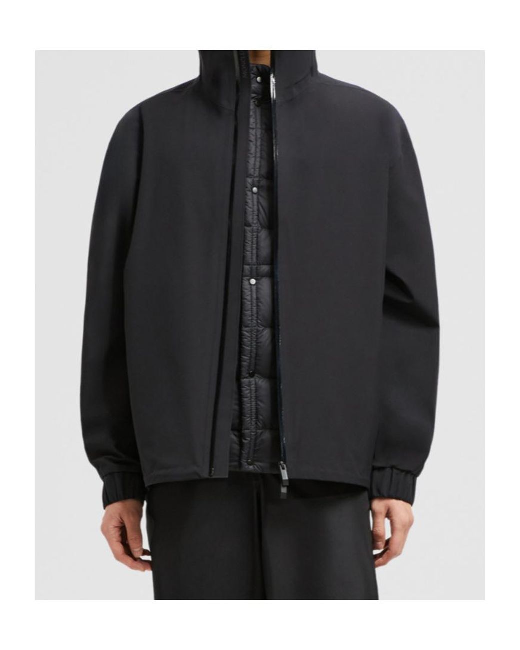 Moncler Black Zip-Up Hooded Jacket for men