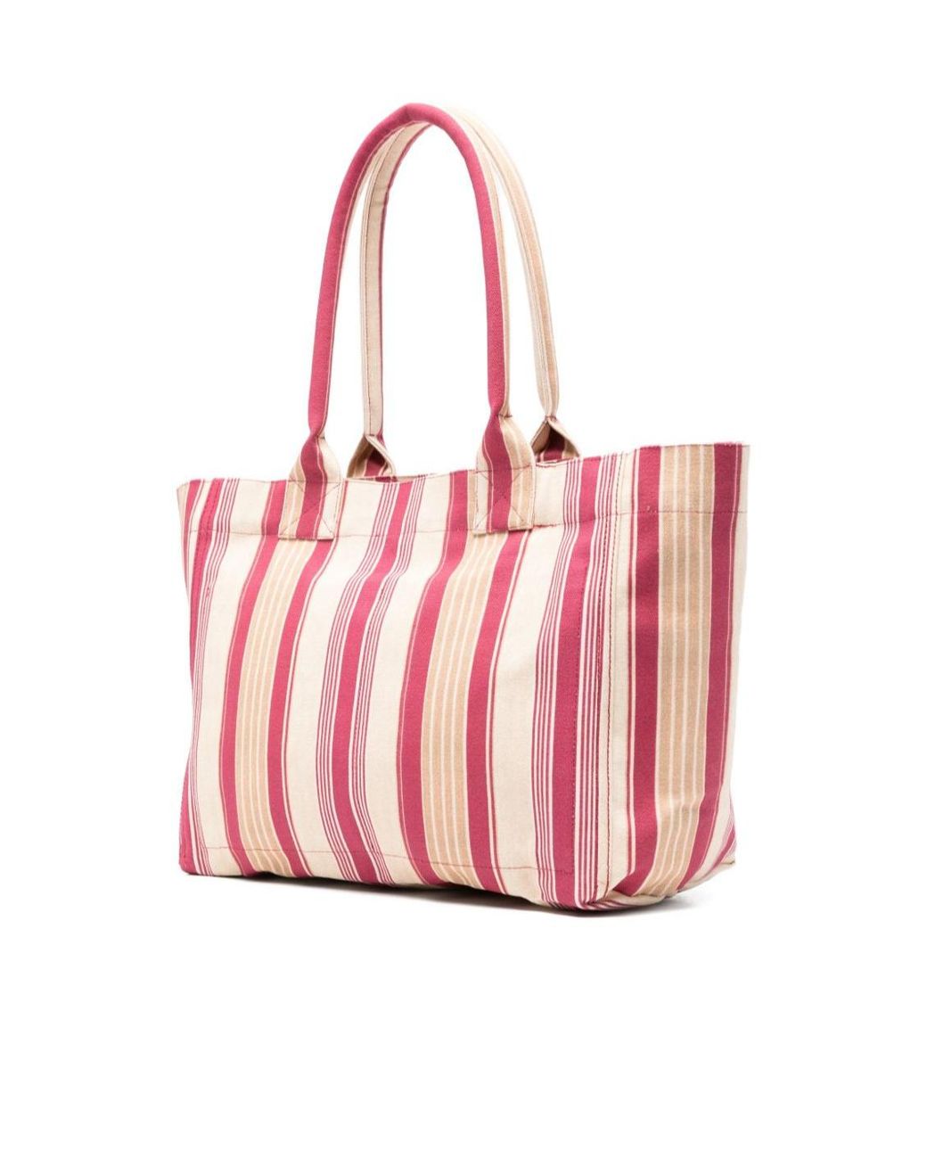 Isabel Marant Pink Logo Patch Striped Tote Bag