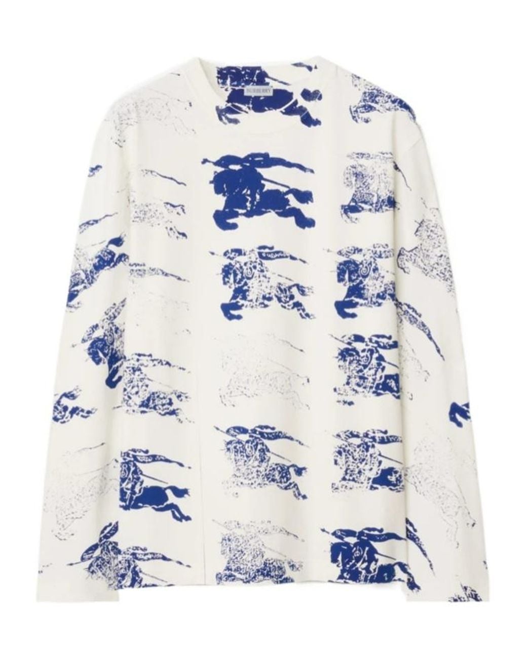 Burberry Blue Allover Logo Printed Long Sleeved T-Shirt for men