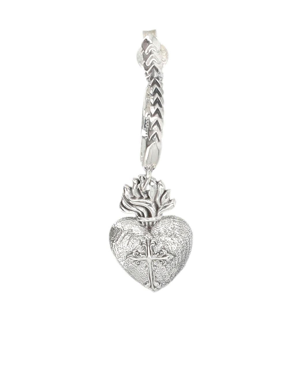 Emanuele Bicocchi White Single Earring Sacred Heart for men