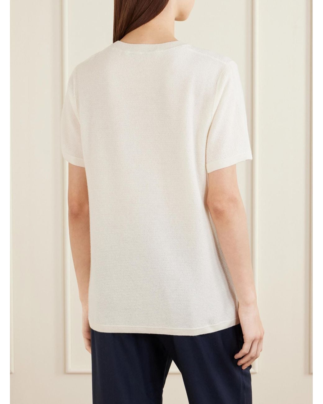 God's True Cashmere White Signature Knitted Cashmere T-Shirt