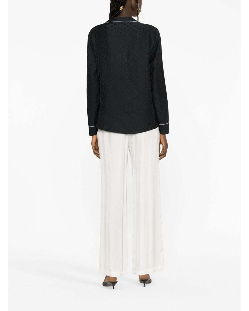 Off-White c/o Virgil Abloh Black Buttoned Long-Sleeved Pyjama Shirt for men