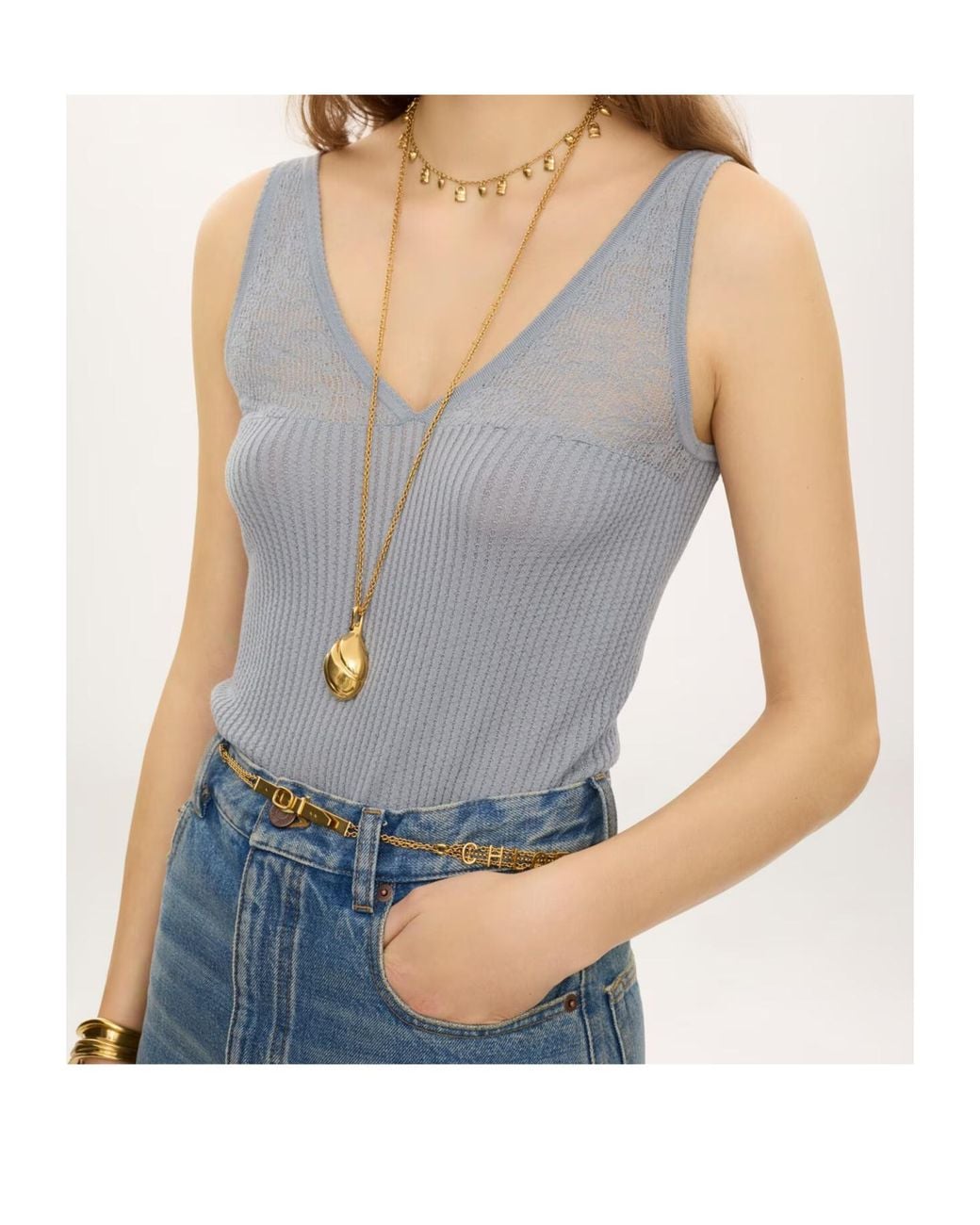 Chloé Blue Chloé Ribbed Cardigan
