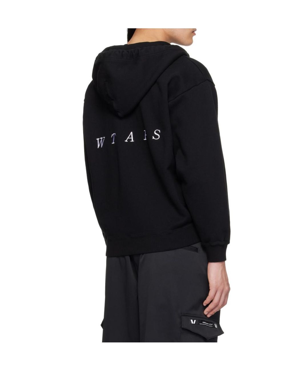 (w)taps Black Throwdy Zip-Up Hoodie for men