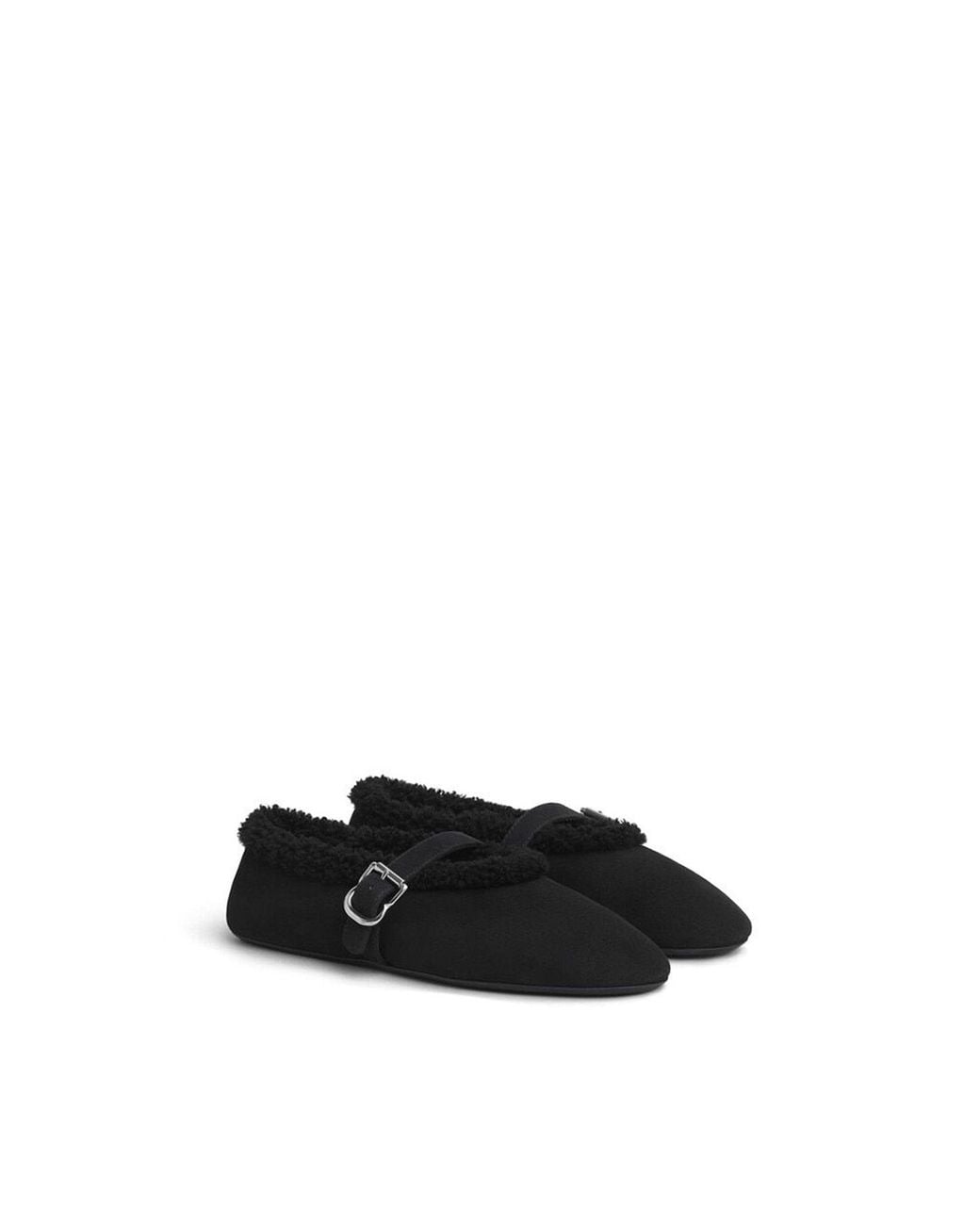 Alaïa Black Buckle-Detail Ballet Flats