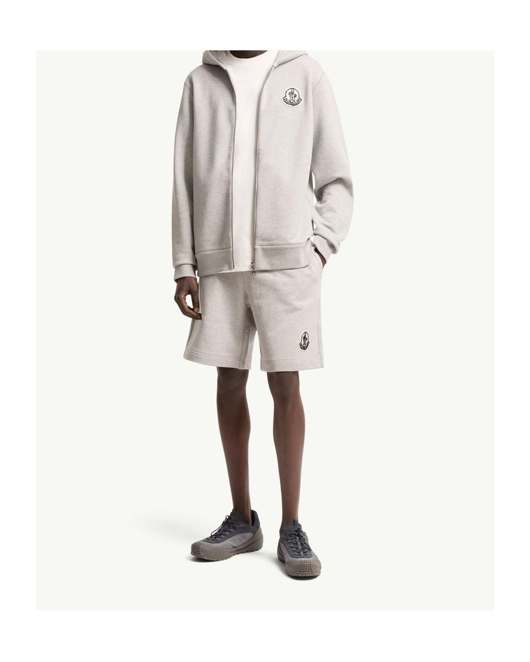 Moncler Gray Sketched Logo Zip-Up Hoodie for men
