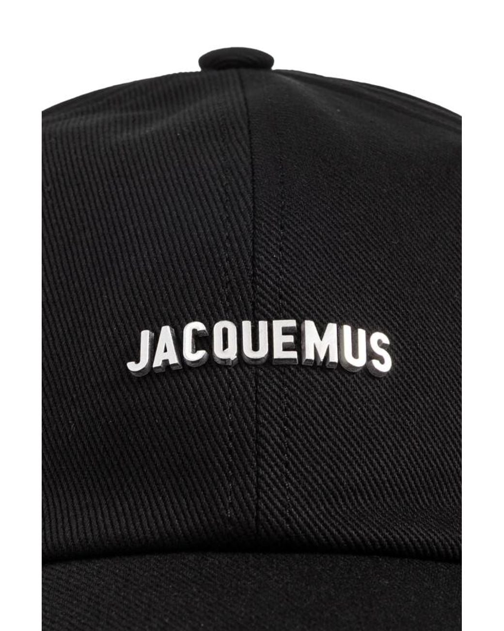 Jacquemus Black Logo Plaque Curved Peak Cap for men