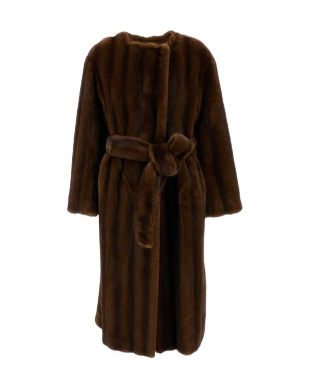 Stand Studio Brown Miranda Open Front Faux-Fur Coat