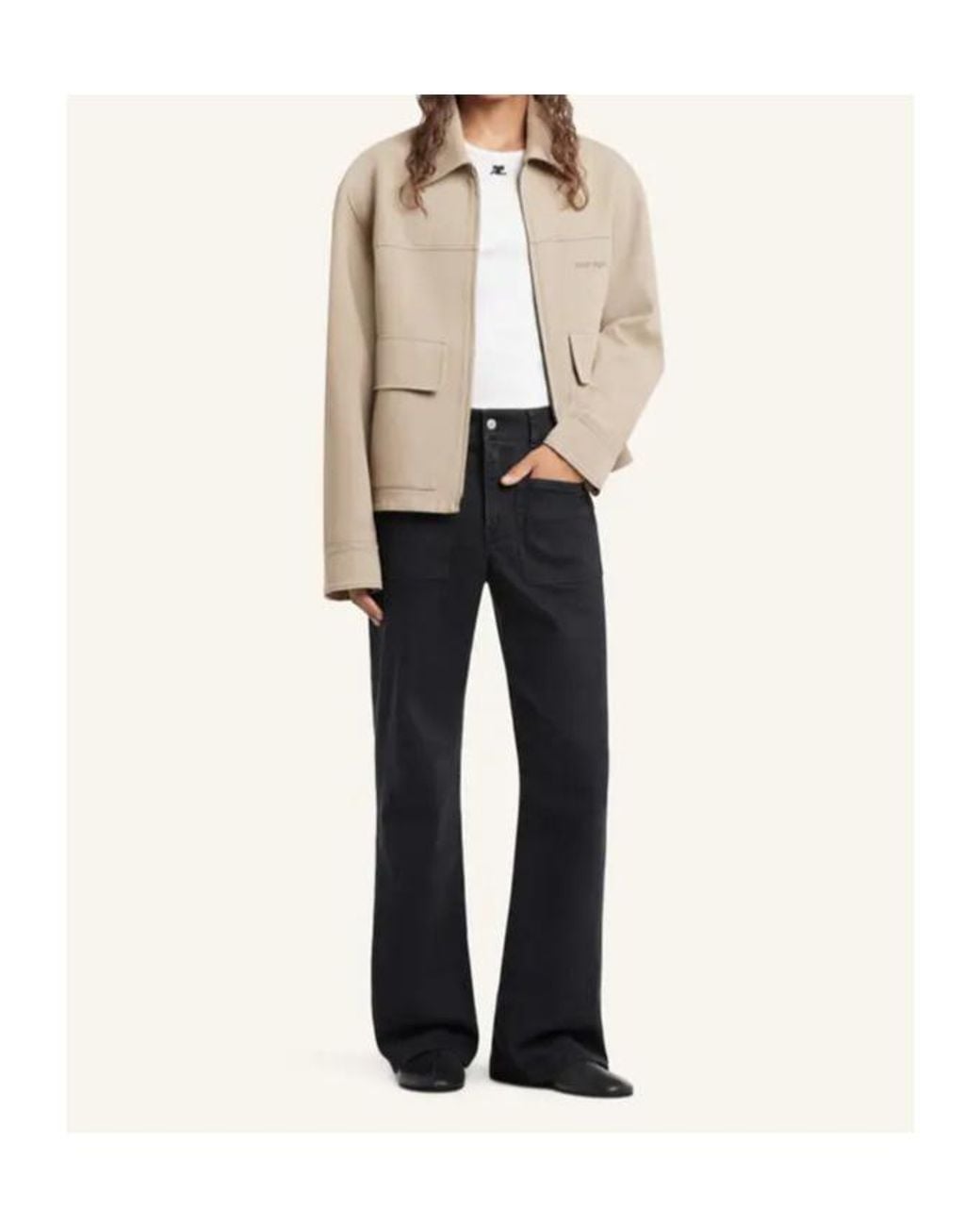 Courreges Natural Courrèges Double-Pocket Point Collar Jacket for men