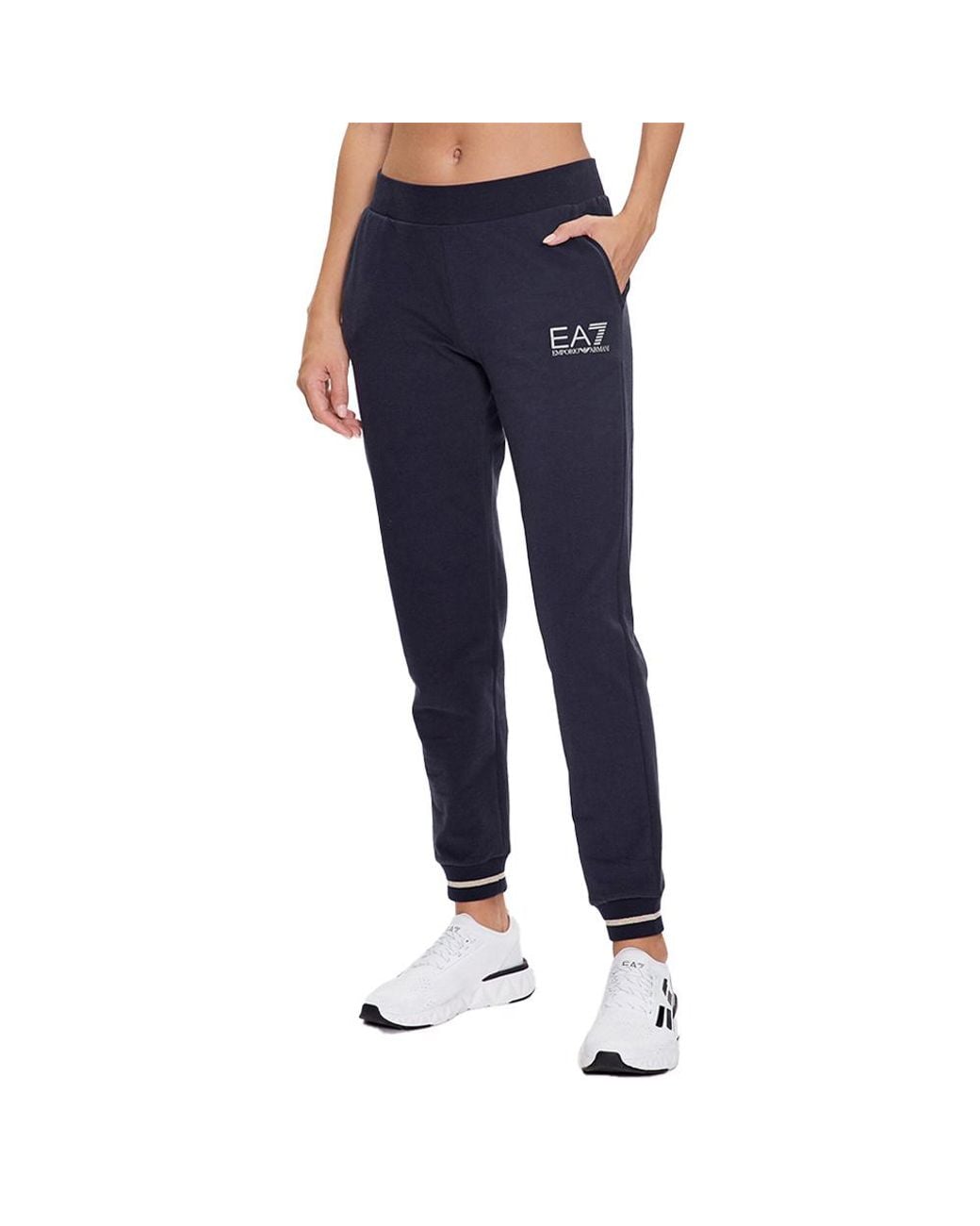EA7 Blue Logo-Print Tapered Track Pants