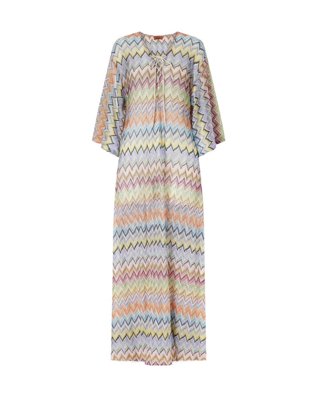 Missoni White Striped Metallic Crochet-Knit Coverup