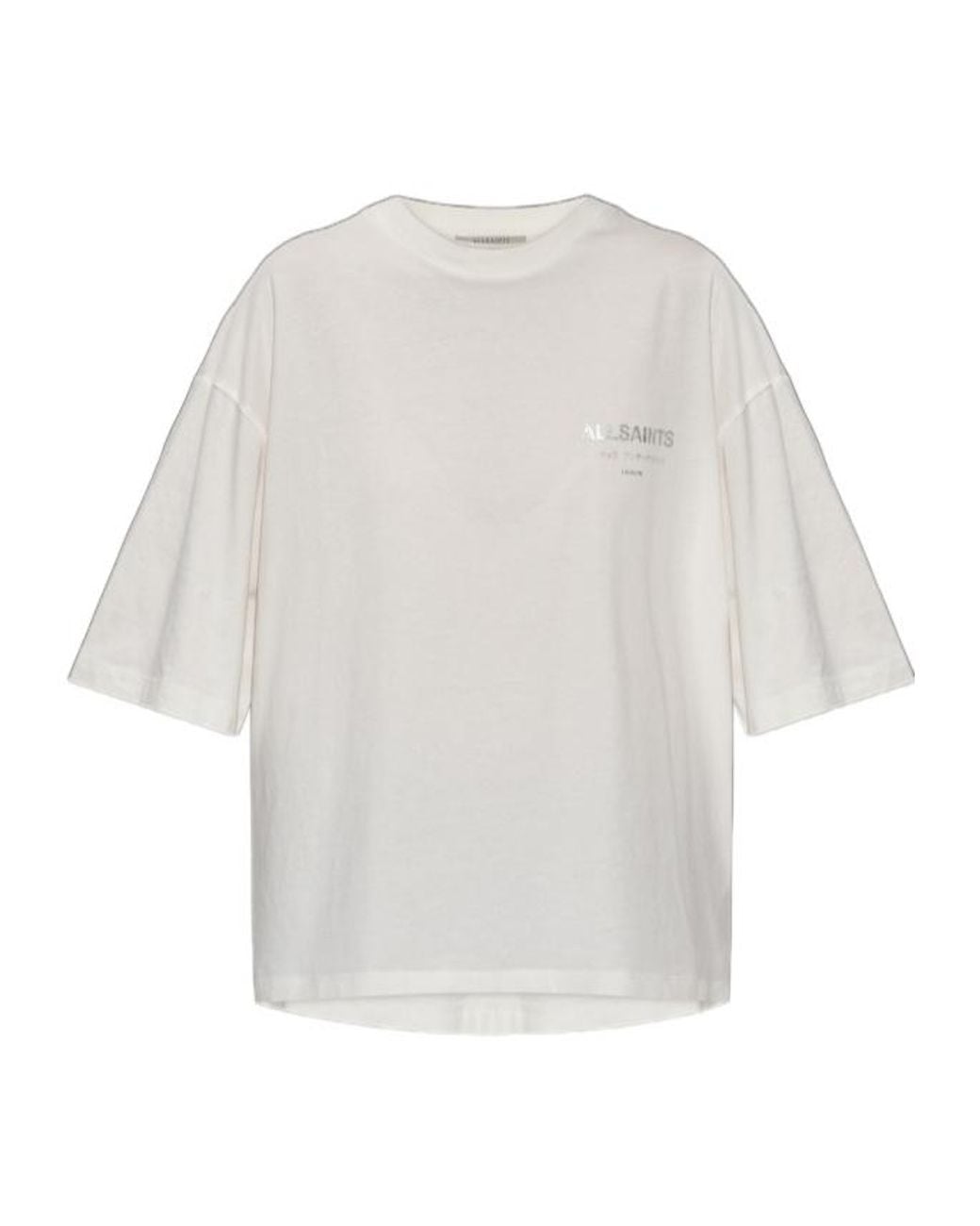 AllSaints White Solid Color Casual T-Shirt