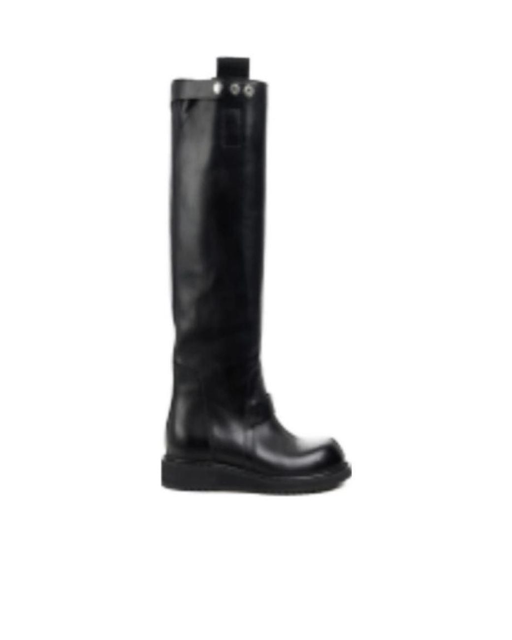 Rick Owens Black Round-Toe Knee-High Boots