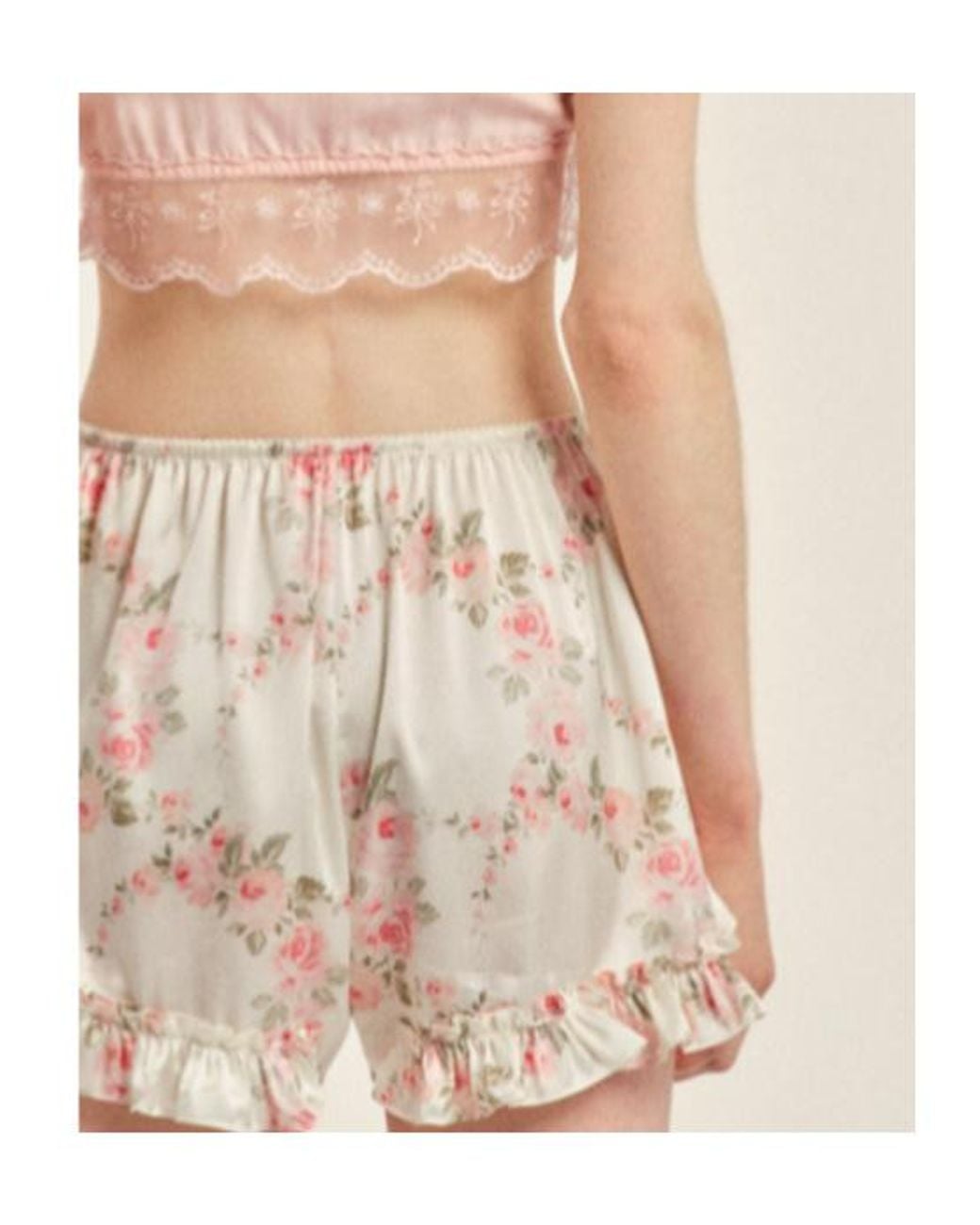 Simone Rocha Natural Floral-Print Ruffled Shorts