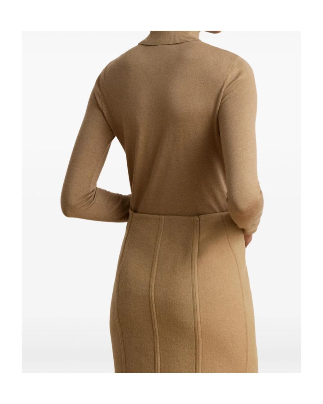 Ralph Lauren Brown Lauren Ribbed Turtleneck Knitted Sweater